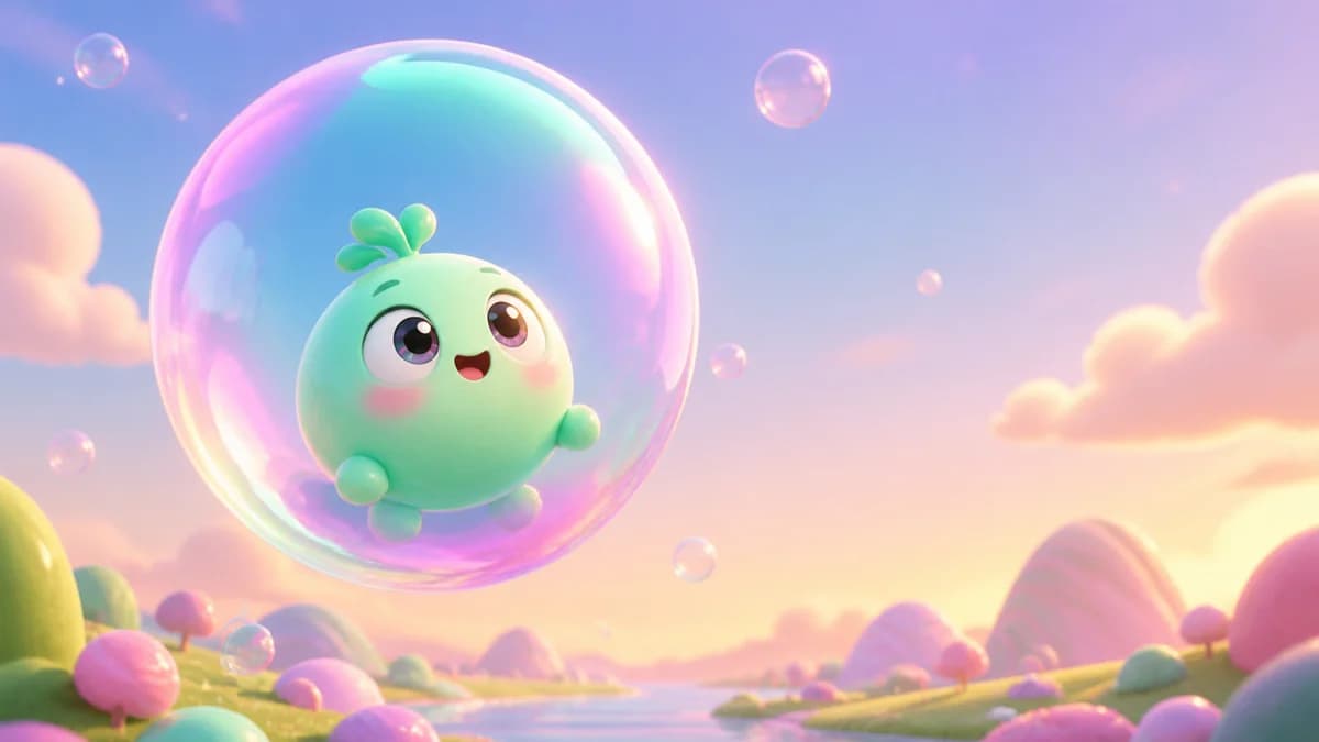 Gameplay screen of A Chance Encounter, a bubble merge puzzle game where players drag to aim and shoot bubbles that collide with matching ones to merge and evolve into larger, more vivid forms