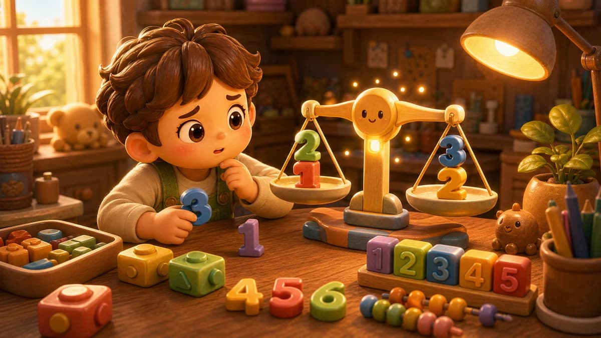 Gameplay screen of Math It Out featuring four math mini-games: scale equation balancing, number order sorting, fruit-basket arithmetic choices, and meteor shooting — all covering core addition, subtraction, multiplication, and division skills
