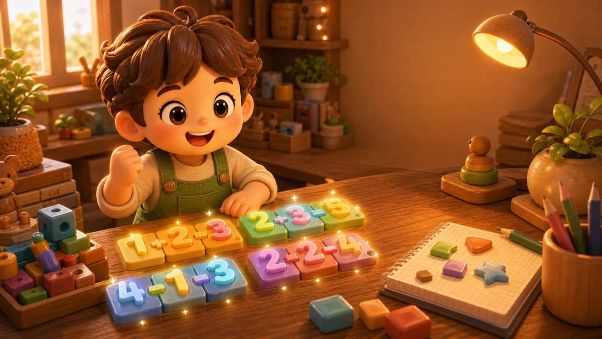 Gameplay screen of Math It Out featuring four math mini-games: scale equation balancing, number order sorting, fruit-basket arithmetic choices, and meteor shooting — all covering core addition, subtraction, multiplication, and division skills