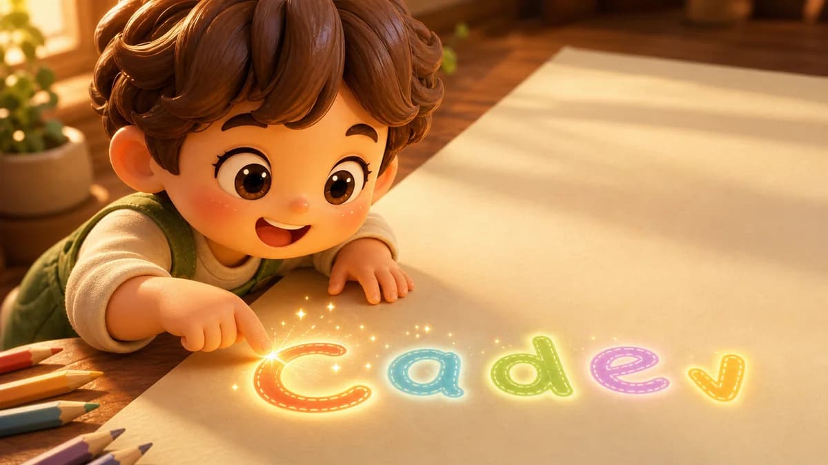 Gameplay screen of Let's Learn ABC, a kids English learning game where children trace on-screen guides with a finger to form uppercase A–Z, lowercase a–z, digits 0–9, and 26 starter words while hearing each letter pronounced.