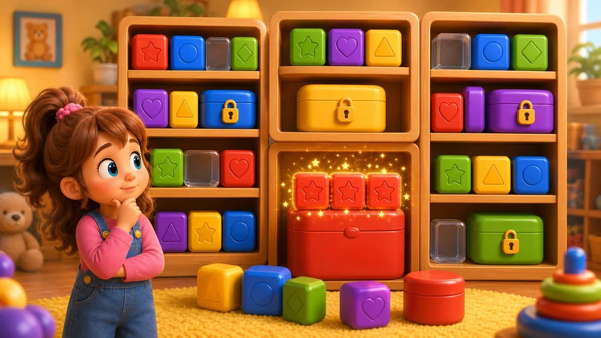 Gameplay screen of There's an Order to Everything — a color block sorting puzzle where players move blocks between boxes to group 3 of the same color at the top, working within a move limit across 100 levels